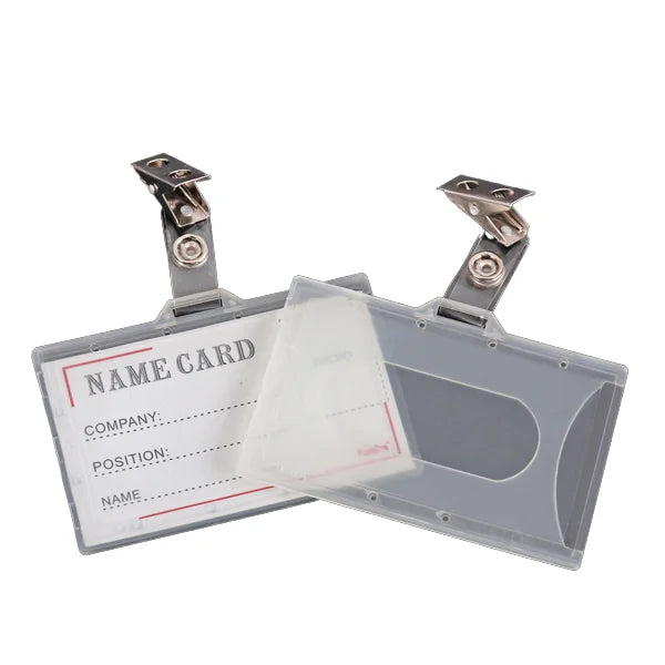 Hard Clear PP ID Badge Holder with Metal Clip 92 x 59mm