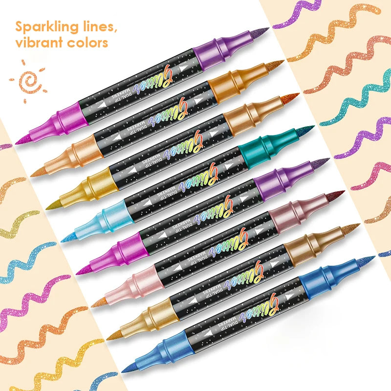 Non-Toxic Glitter Dual-Tip Markers