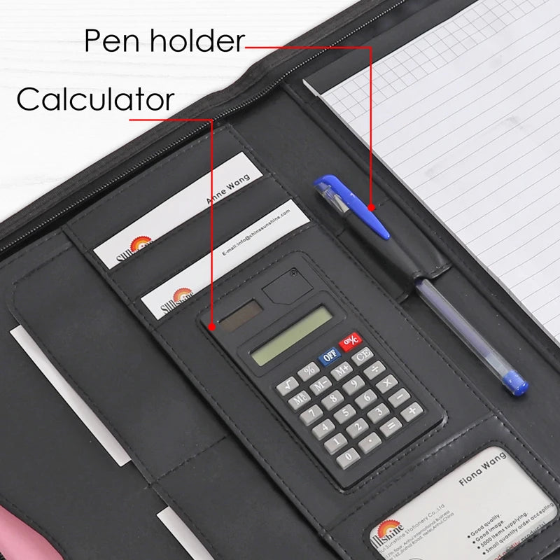 PU Leather Portfolio Folder 33 x 25cm with Pen Holder and Card Sleeves