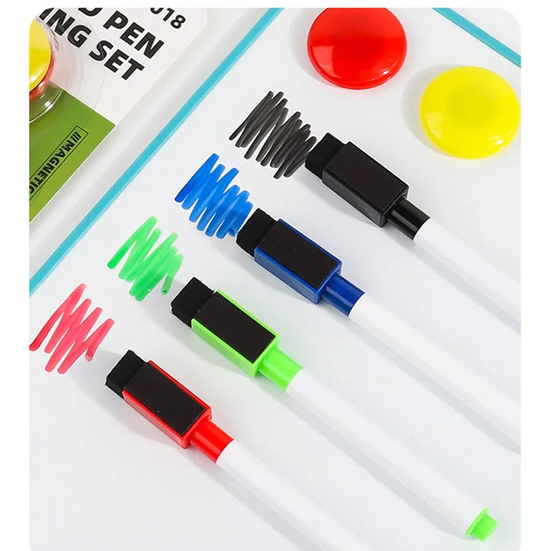 Whiteboard Marker Set of 4 with Mini Eraser and Magnets
