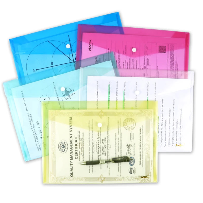 Snap Button Envelope File Pocket – Transparent