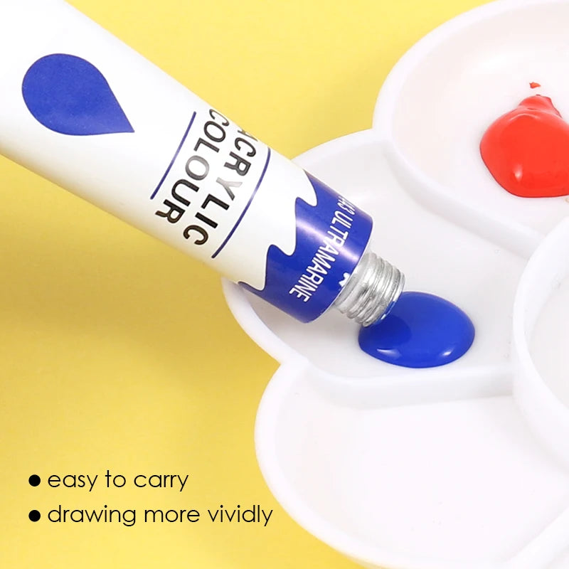 Non-Toxic Acrylic Paint Set – 12 Colors, 12ml Each