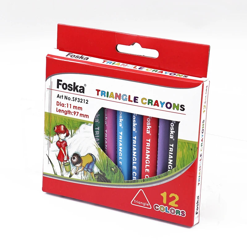 Triangle Wax Crayons for Kids – Set of 12