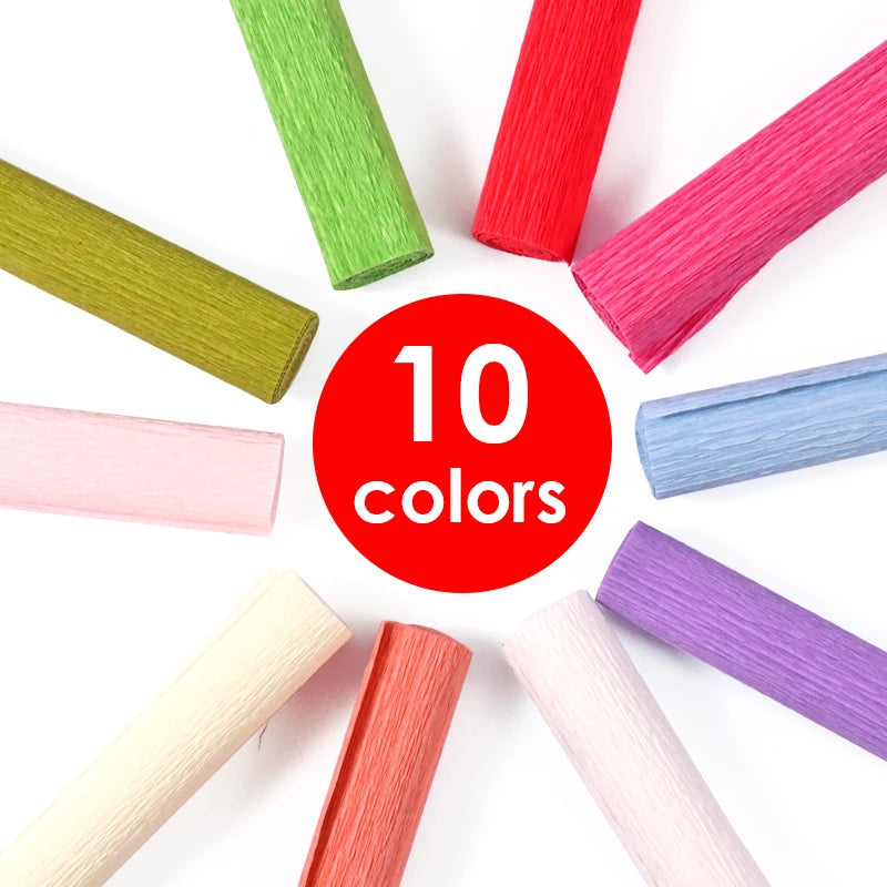 Soft Crepe Craft Paper Rolls 25 x 60cm – 10 Colors