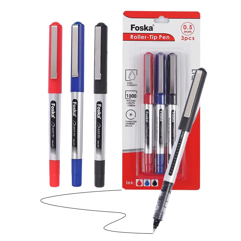 Roller Pen Set 0.5mm – Black, Blue and Red Pack of 3