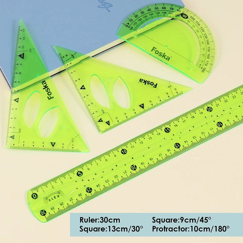 Flexible Geometry Ruler Set – 4 Pieces