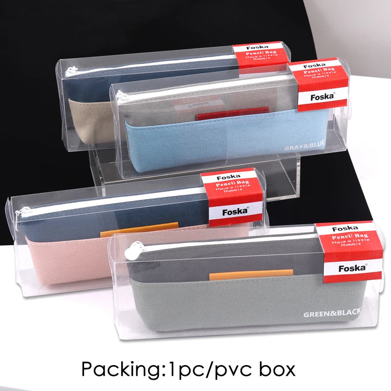 Canvas Fabric Student Pencil Case with Zipper