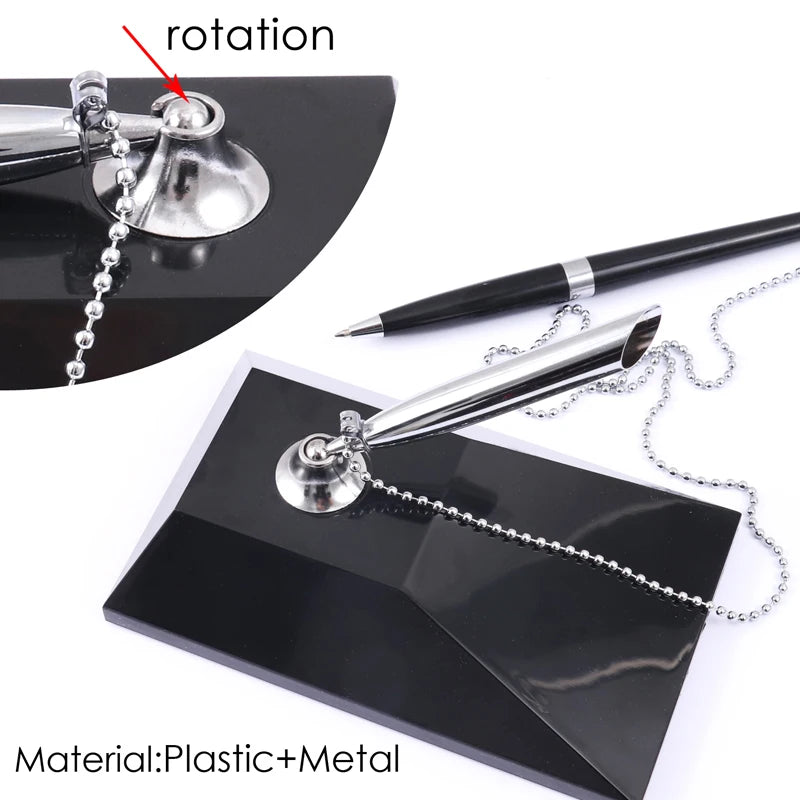 Rotatable Desk Ballpoint Pen with Chain 0.7mm