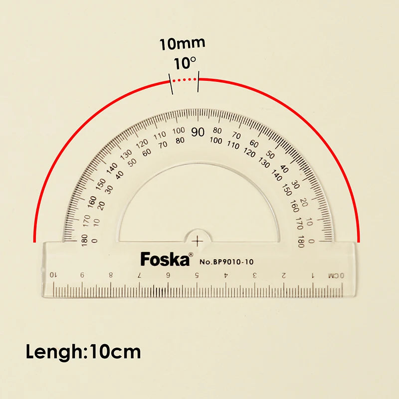 Clear Plastic Protractor 180 Degrees – 10cm