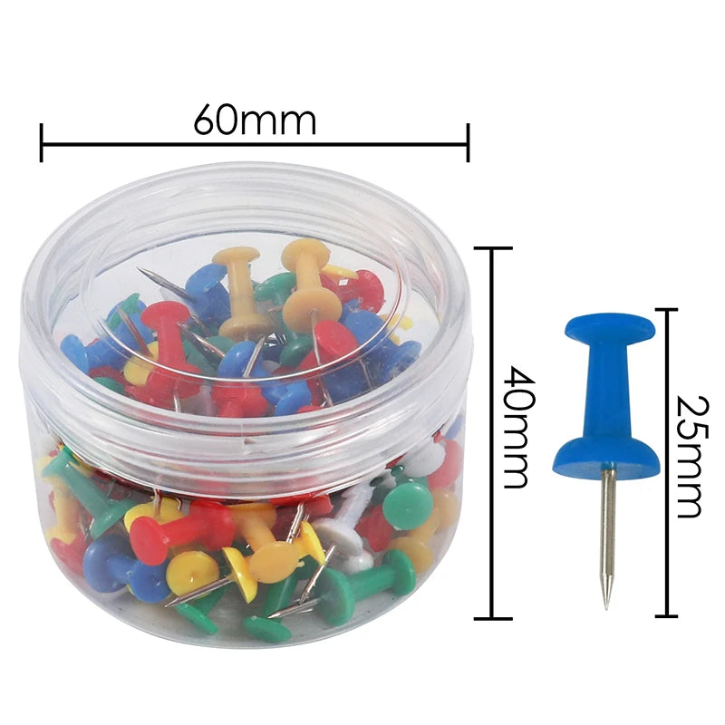 Assorted Color Plastic Push Pins 25mm – Box of 60
