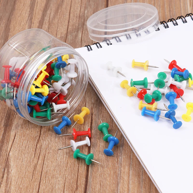 Assorted Color Plastic Push Pins 25mm – Box of 60