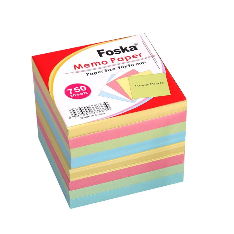 Four-Colour Sticky Memo Block 90 x 90 mm – 750 Sheets