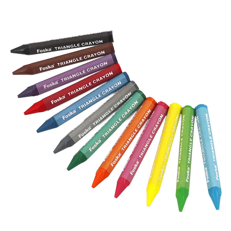 Triangle Wax Crayons for Kids – Set of 12