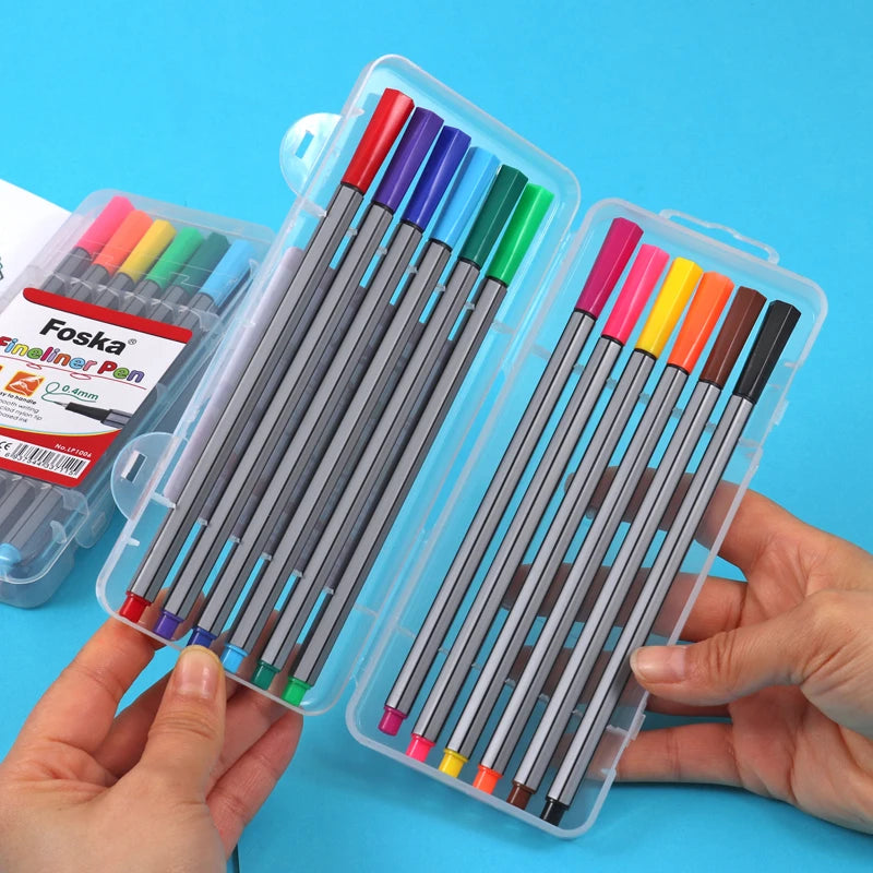 Fineliner Drawing Pens 0.4mm Fiber Nib – Set of 12