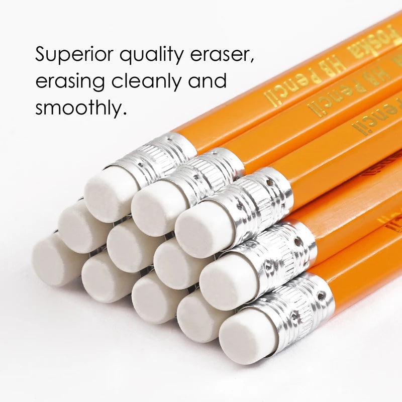 Yellow Natural Wood HB Pencils with Eraser 7" – Box of 12