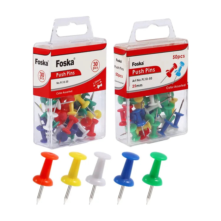 Plastic Head Steel Push Pins 25mm – Box of 30
