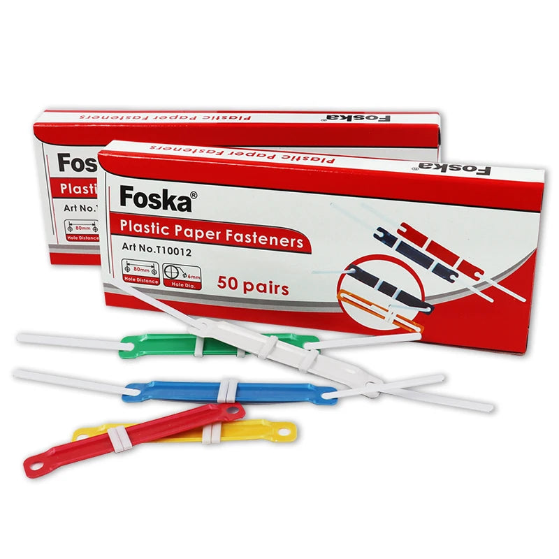 Plastic File Paper Fasteners 8cm – Box of 50 Pairs