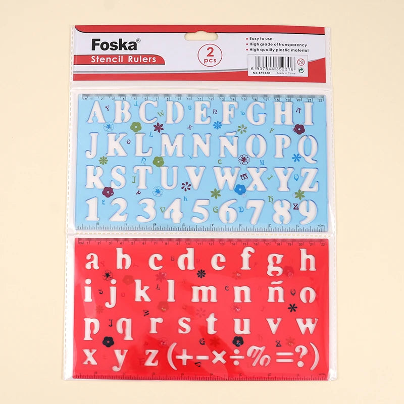 Alphabet Letter Stencil Ruler Set – 2 Pieces