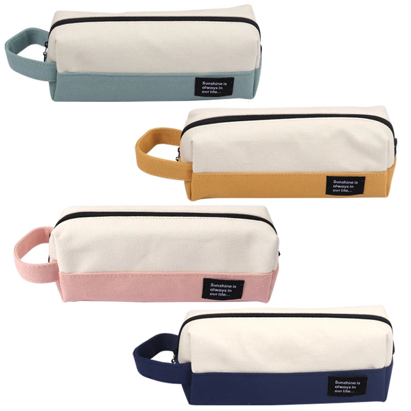 Canvas Large Capacity Pencil Bag with Zipper