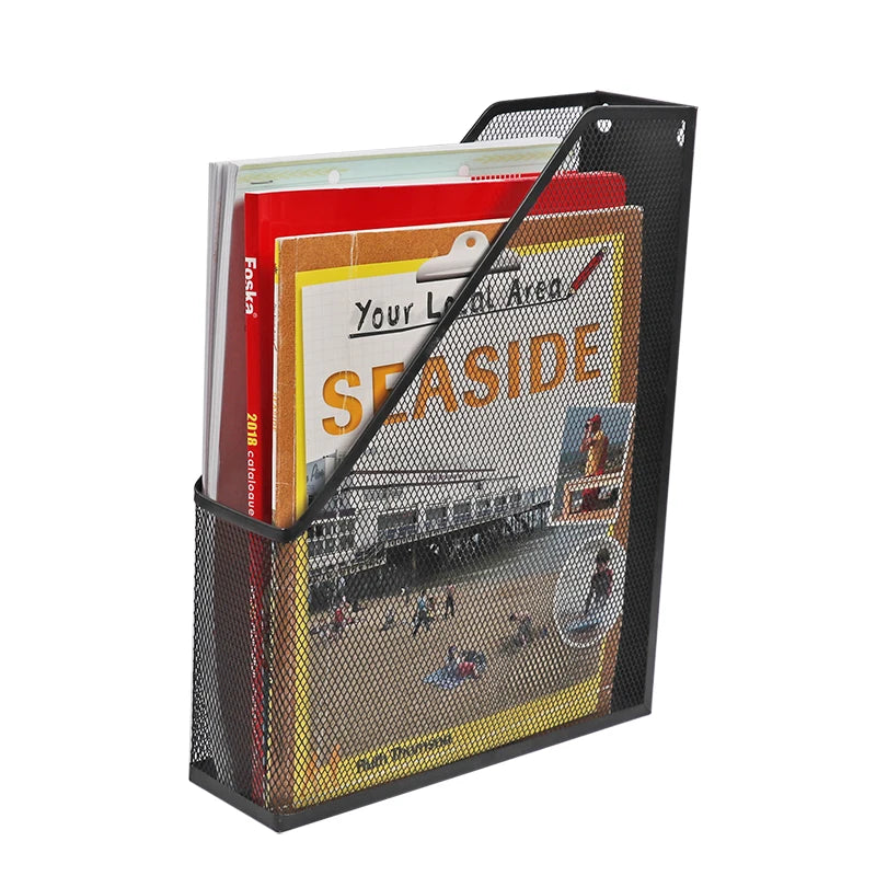 Steel Mesh Magazine File Holder – Black