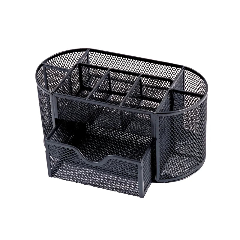 Metal Mesh Desk Organiser Set – 9 Compartments with Drawer