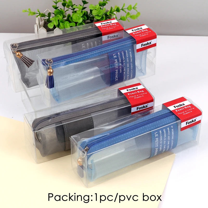 Nylon Mesh Pencil Bag with Zipper