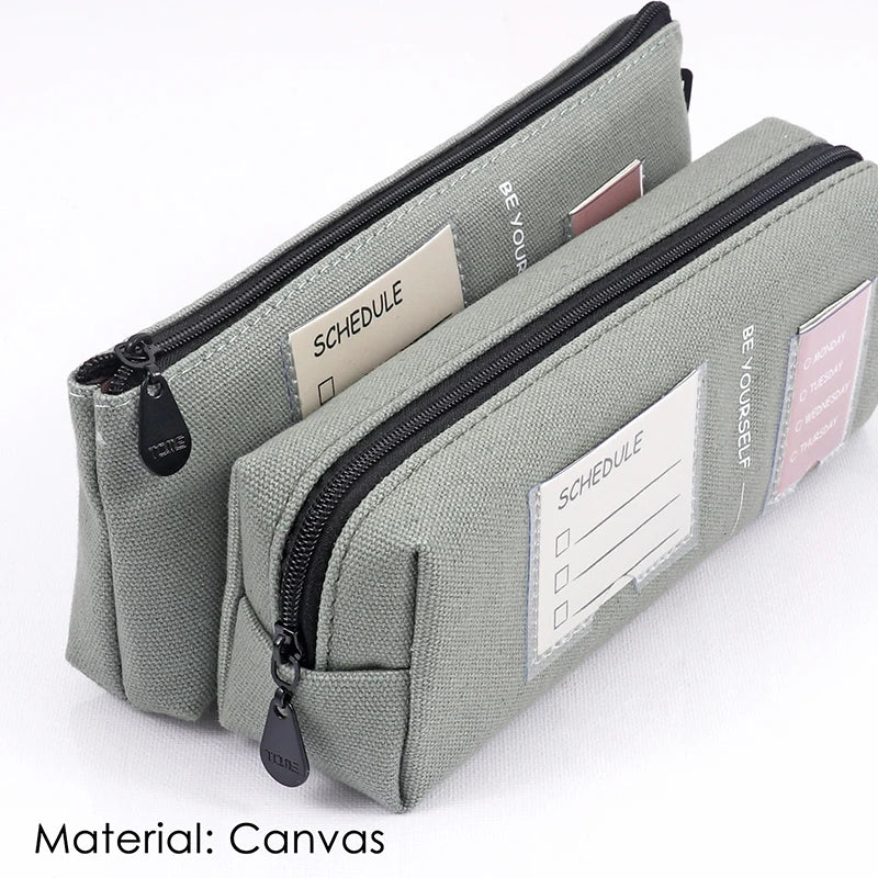 Double Layer Canvas Pencil Bag with Zipper