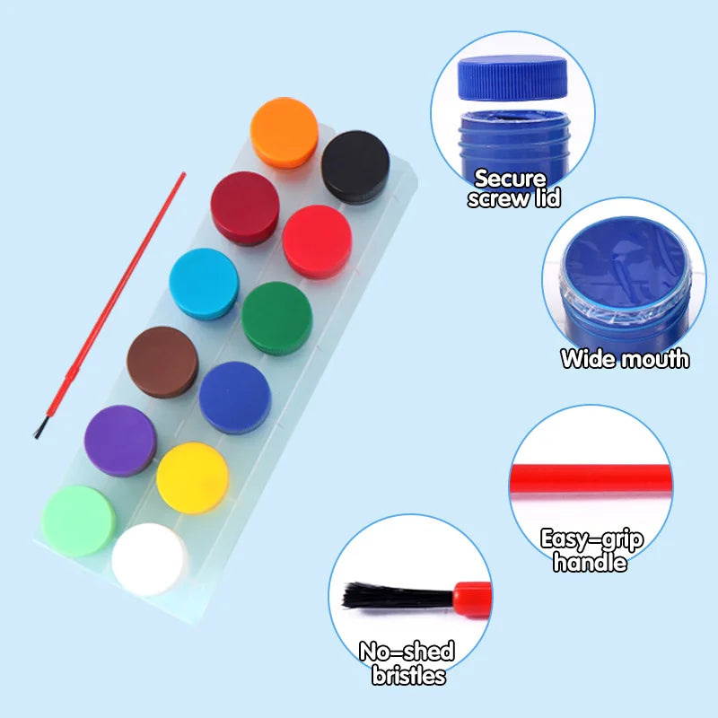 Non-Toxic Tempera Paint Set – 12 Colors
