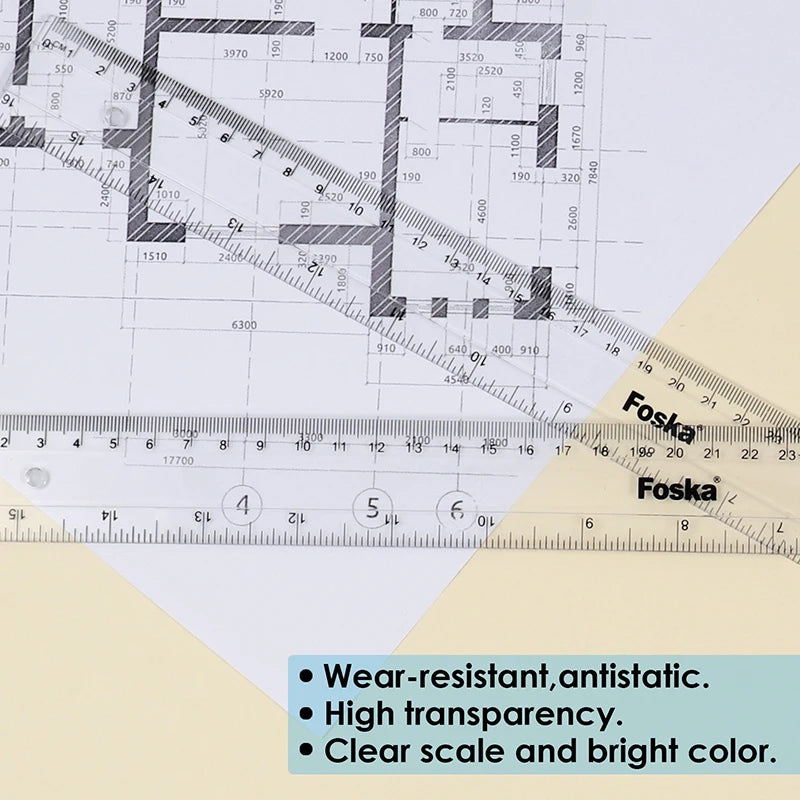 Clear Plastic Ruler 50cm with Centimeters and Inches