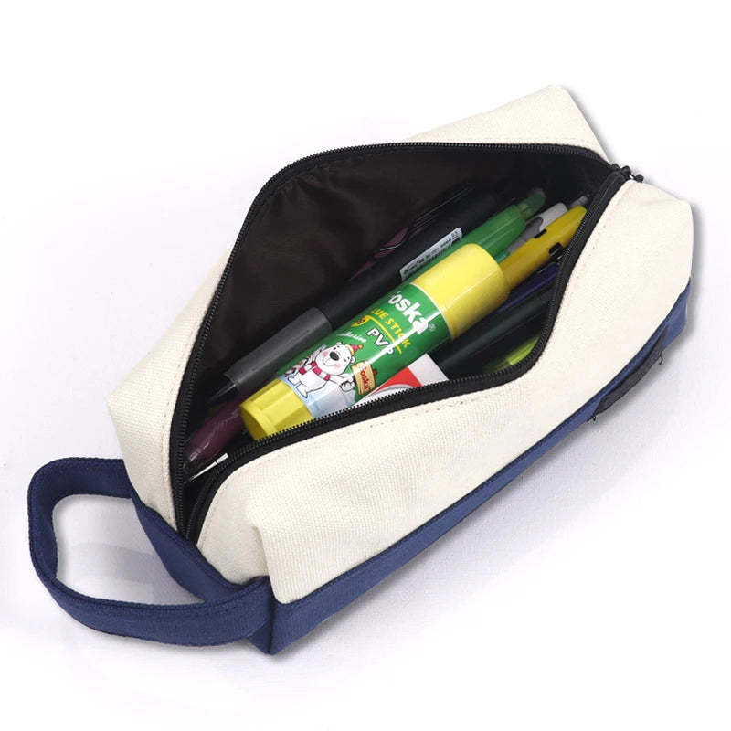 Canvas Large Capacity Pencil Bag with Zipper