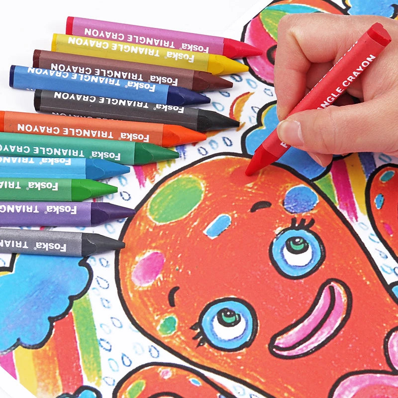 Triangle Wax Crayons for Kids – Set of 12