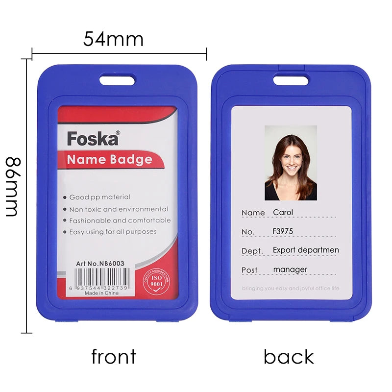 Vertical PP ID Card Badge Holder 54 x 86mm