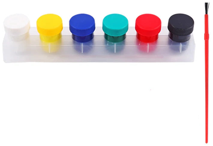 Washable Liquid Tempera Paint Set – 6 Colors with Brush