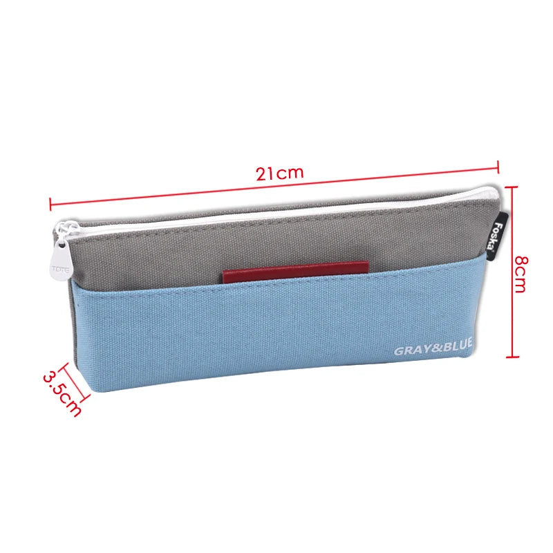 Canvas Fabric Student Pencil Case with Zipper