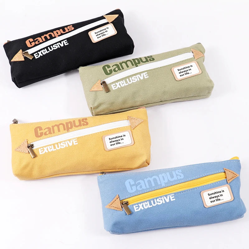 Canvas Waterproof Pencil Case for School and Office