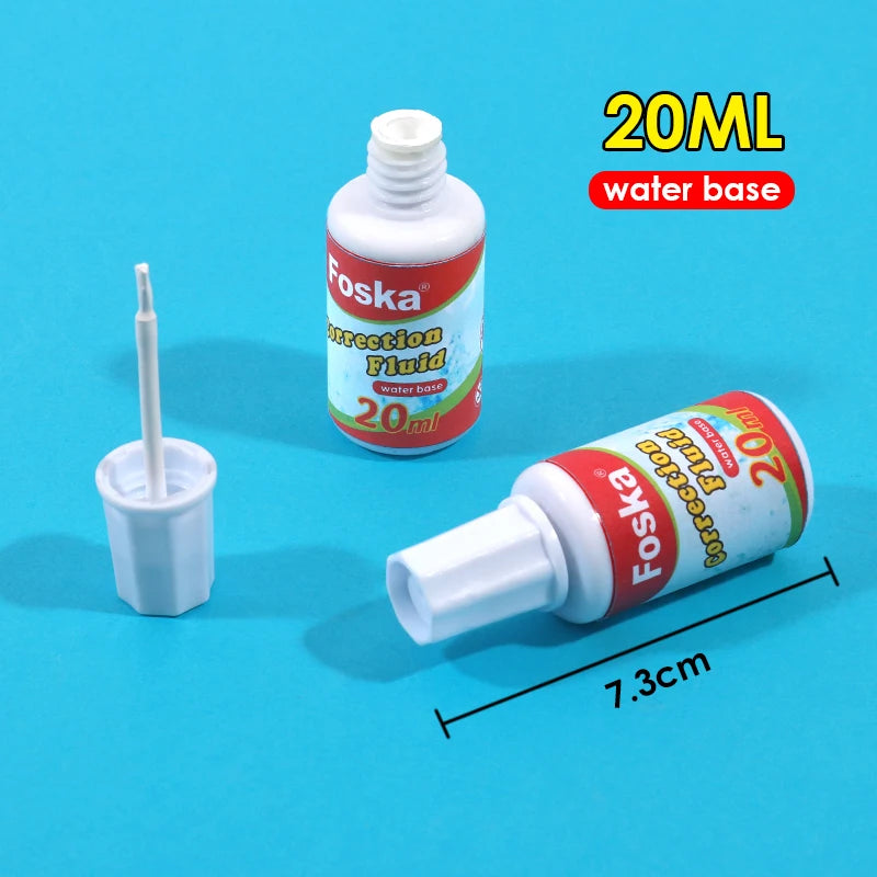 Correction Fluid Pen 20ml with Metal Tip Brush