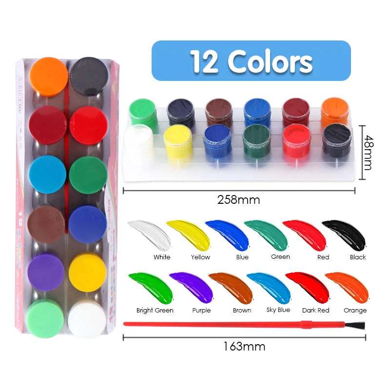 Non-Toxic Tempera Paint Set – 12 Colors