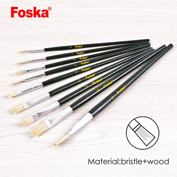 Bristle Artist Paint Brush Set with Wooden Handles – 9 Pieces