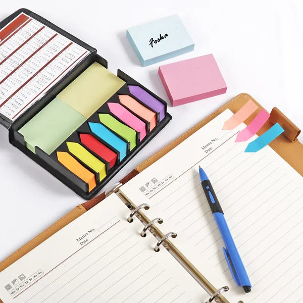 Kraft Paper Magnetic Sticky Memo Notes Set with Arrow Page Markers