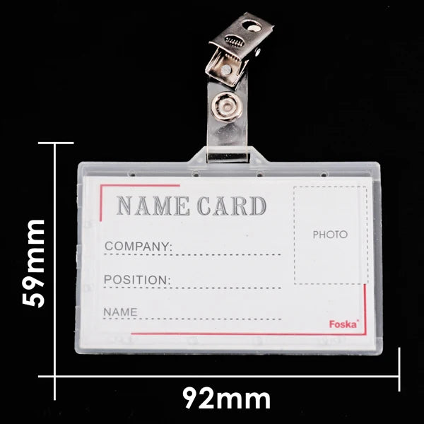Hard Clear PP ID Badge Holder with Metal Clip 92 x 59mm