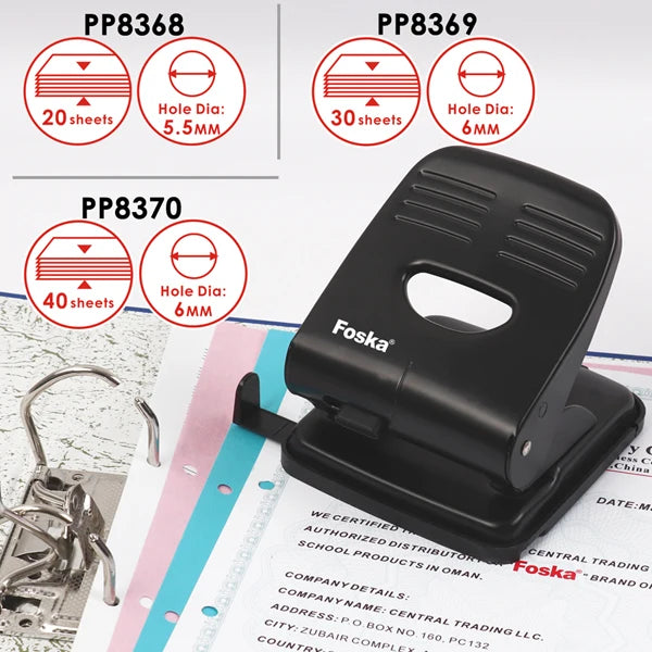 Metal Office Paper Hole Punch – 40 Sheets, 6 mm Holes