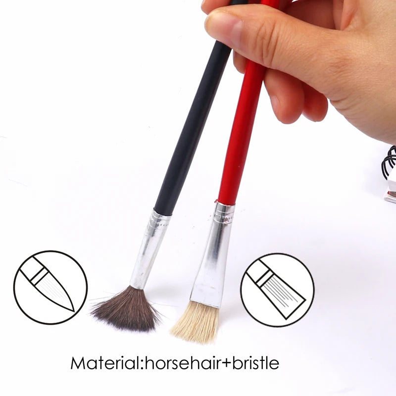 Horsehair Artist Paint Brush Set – Round, Flat & Angular, 6 Pieces