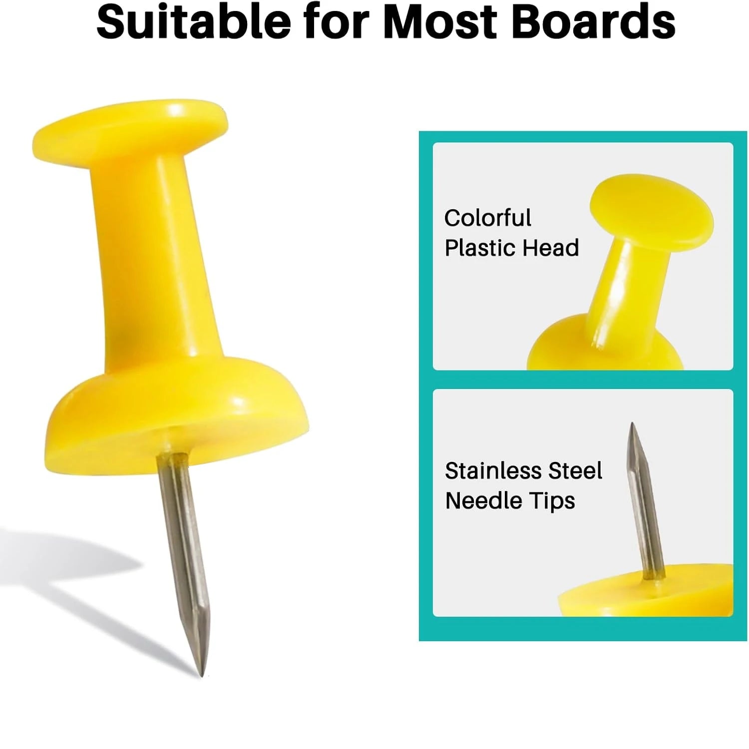 Plastic Head Steel Push Pins 25mm – Box of 30