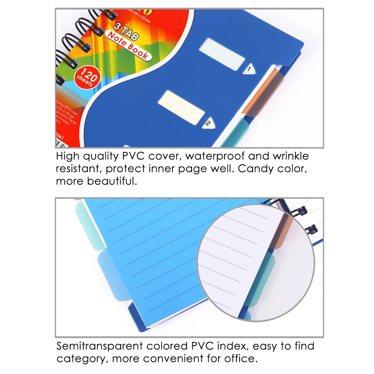 Tabbed Spiral Notebook with PP Cover – 120 Sheets