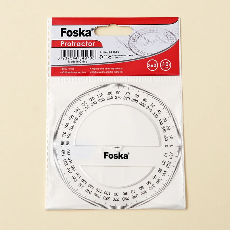 Clear Plastic Protractor 360 Degrees – 10cm