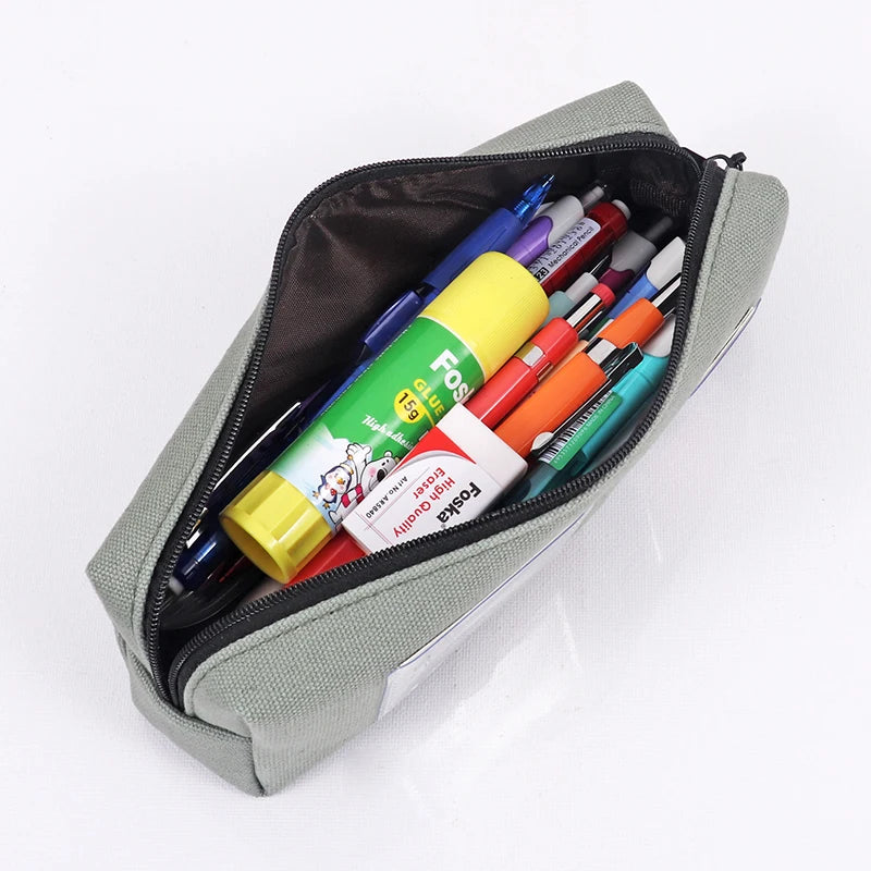 Double Layer Canvas Pencil Bag with Zipper