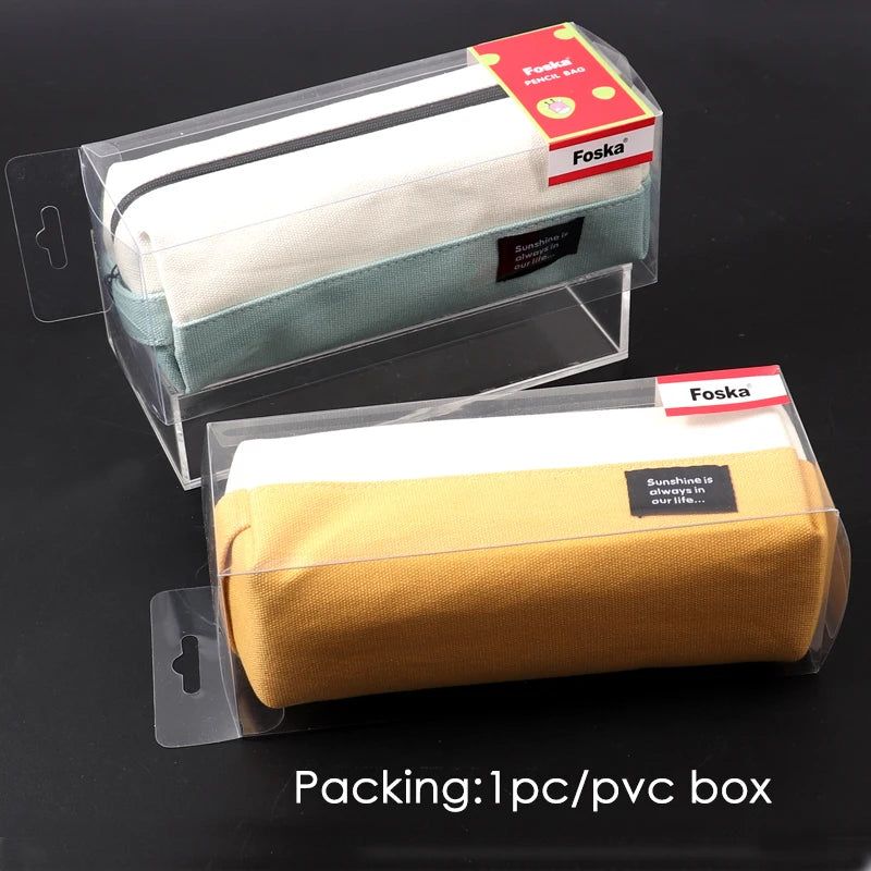 Canvas Large Capacity Pencil Bag with Zipper