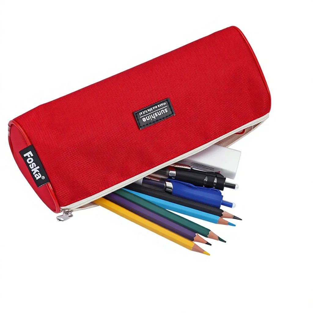 Large Capacity Canvas Pencil Case with Zipper