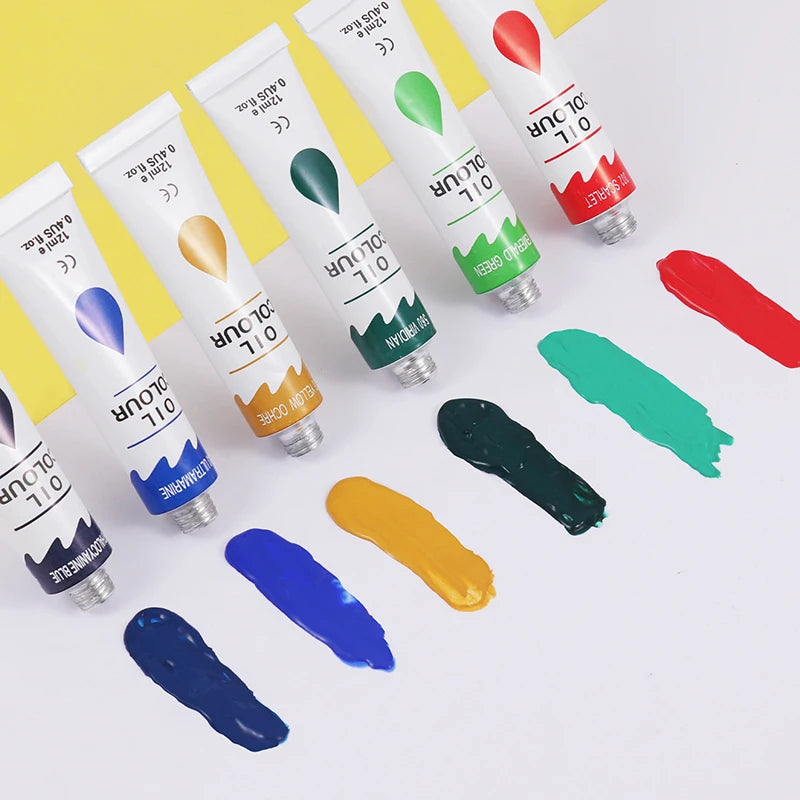 Non-Toxic Oil Colour Paint Set – 12 Colours, 12ml Tubes