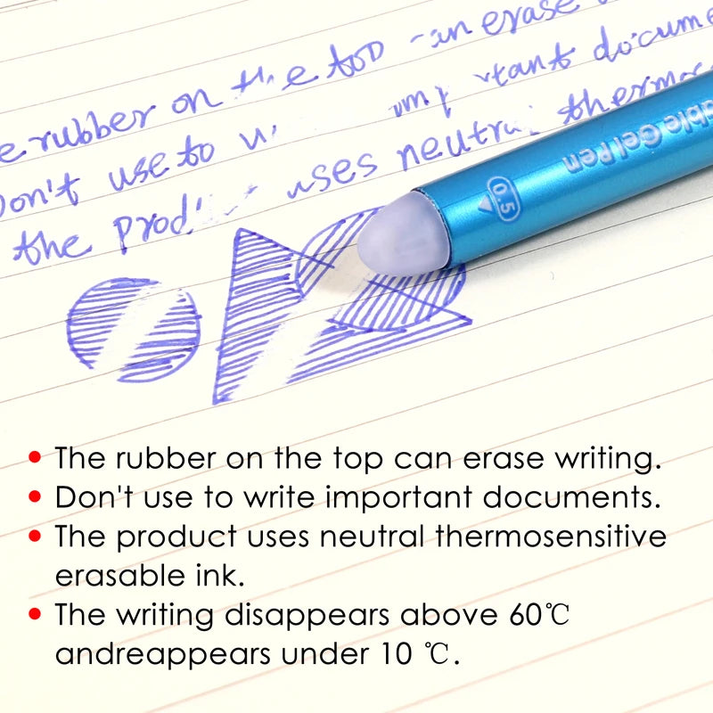 Erasable Gel Pen 0.5mm with Eraser – Blue